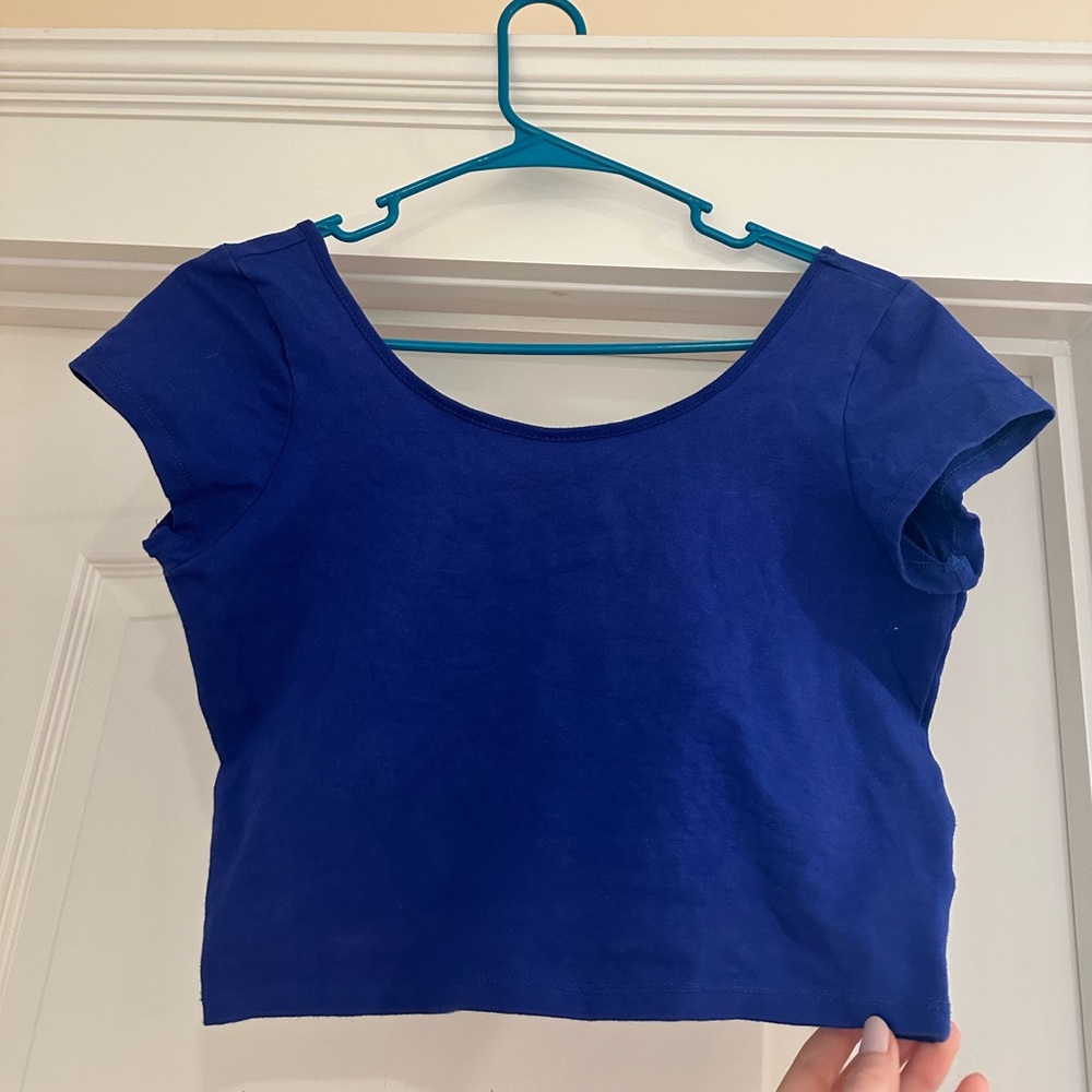 Blue Tobi Short Sleeve Crop Top